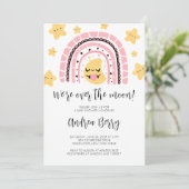Over het Moon Baby shower Girl Kaart (Staand voorkant)