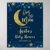 Over het Moon Baby shower Gold Glitter Welkom Poster (Voorkant)
