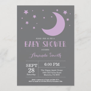 Over het Moon Baby shower Invitation Paars Kaart