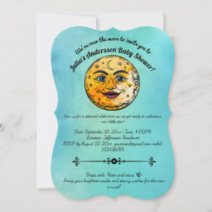 Over het Moon Baby shower Kaart