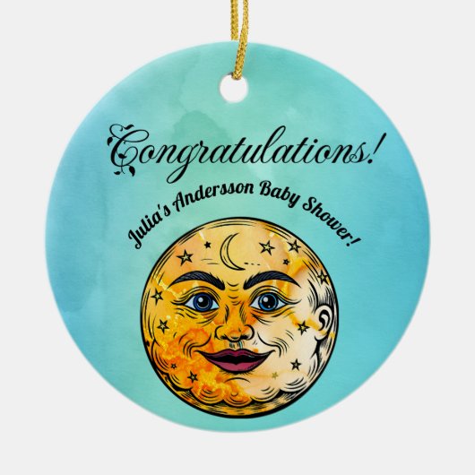 Over het Moon Baby shower Keramisch Ornament (Voorkant)