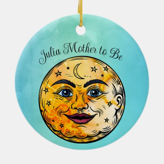 Over het Moon Baby shower Keramisch Ornament (Achterkant)
