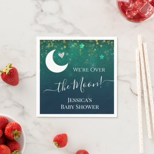 Over het Moon Baby shower Paper Napkin Servet (Insitu)