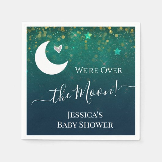 Over het Moon Baby shower Paper Napkin Servet (Voorkant)