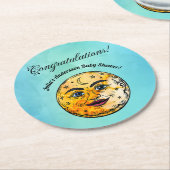 Over het Moon Baby shower Ronde Kartonnen Onderzetter (Gebogen)