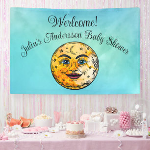 Over het Moon Baby shower Spandoek