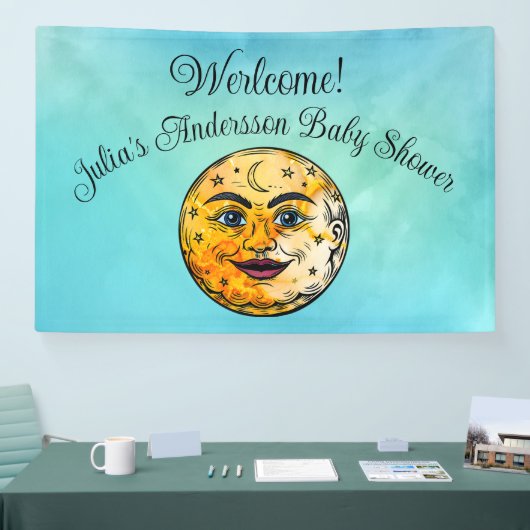 Over het Moon Baby shower Spandoek (Beurs)