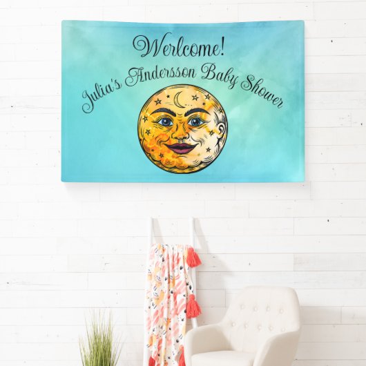 Over het Moon Baby shower Spandoek (Insitu)