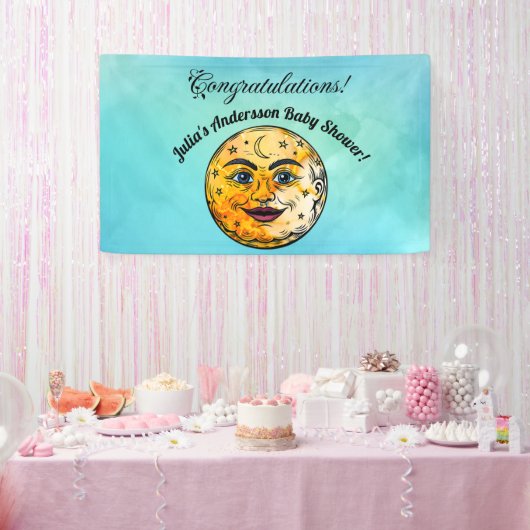 Over het Moon Baby shower Spandoek (Feest)