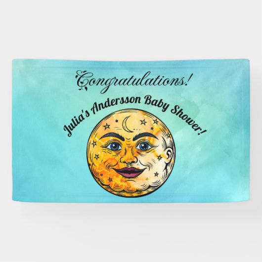 Over het Moon Baby shower Spandoek (Horizontaal)