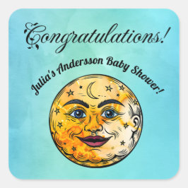 Over het Moon Baby shower Vierkante Sticker