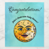 Over het Moon Baby shower Wijn Etiket (Enkel label)