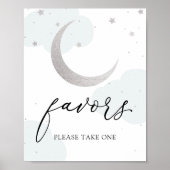 Over het Moon Blue en Silver Favors Sign Poster (Voorkant)