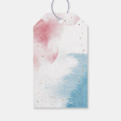 Over het Moon Blue Pink Gold Twins Baby shower Cadeaulabel (Achterkant)