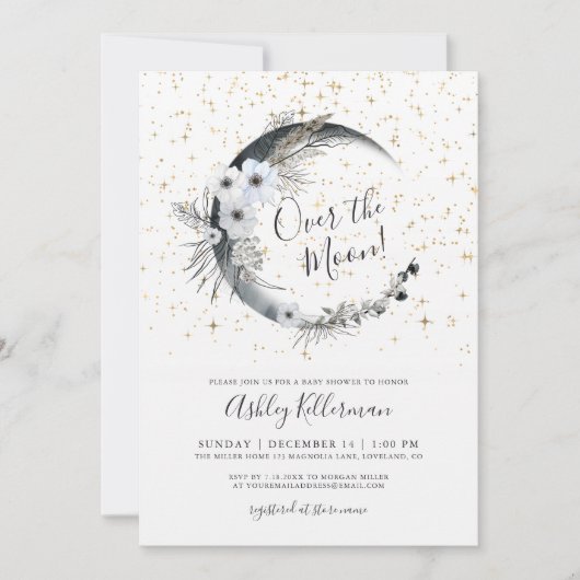 Over het Moon Boho Baby shower Kaart (Voorkant)