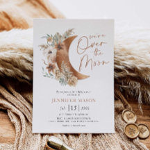 Over het Moon Boho Genderneutrale Baby shower Inv