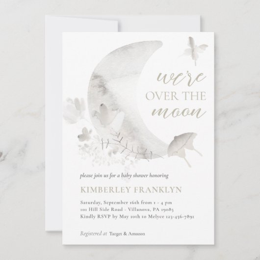 Over het Moon Boho Genderneutrale Baby shower Kaart (Voorkant)