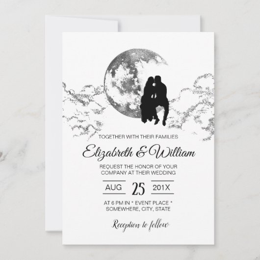Over het Moon Elegant Wedding Kaart (Voorkant)