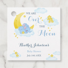Over het Moon Elephant Baby shower Bedankjes Labels