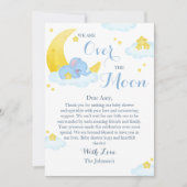 Over het Moon Elephant Baby shower Bedankkaart (Voorkant)