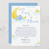 Over het Moon Elephant Baby shower Bedankkaart (Voorkant / Achterkant)