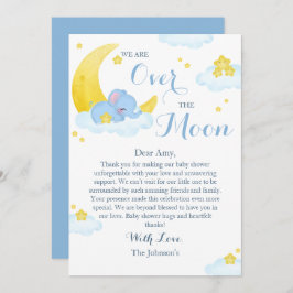 Over het Moon Elephant Baby shower Bedankkaart
