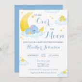 Over het Moon Elephant Baby shower Kaart (Voorkant / Achterkant)