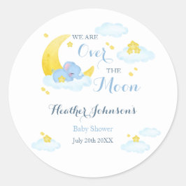 Over het Moon Elephant Baby shower Ronde Sticker