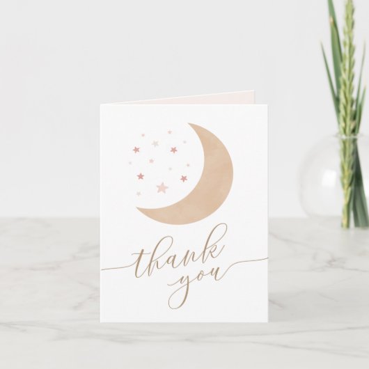 Over het Moon Girl Baby shower Dank je wel Bedankkaart (Voorkant)