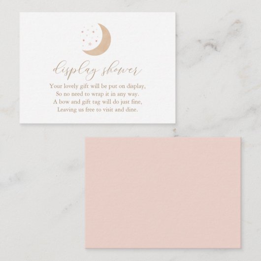 Over het Moon Girl Baby shower Display Shower Informatiekaartje (Voorkant / Achterkant)
