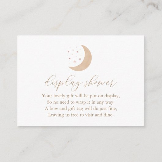Over het Moon Girl Baby shower Display Shower Informatiekaartje (Voorkant)