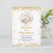 Over het Moon Gold Baby shower Kaart (Staand voorkant)