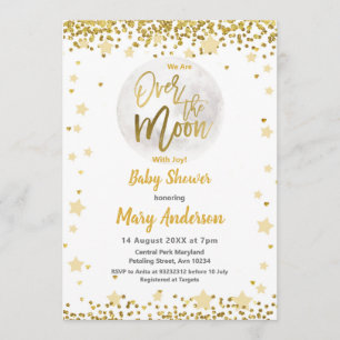 Over het Moon Gold Baby shower Kaart