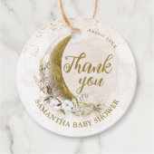 Over het Moon Gold Gender Neutrale Baby shower Bedankjes Labels (Voorkant)