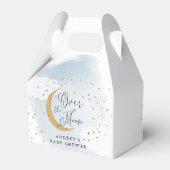 Over het Moon Gold Stars Blue Baby shower Bedankdoosjes (Achterkant)
