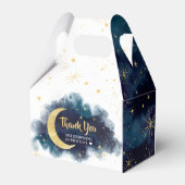 Over het Moon Gold Stars Blue Baby shower Bedankdoosjes (Achterkant)