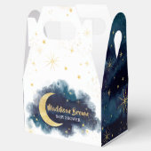 Over het Moon Gold Stars Blue Baby shower Bedankdoosjes (Geopend)