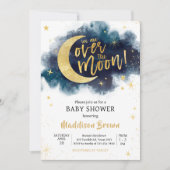 Over het Moon Gold Stars Blue Baby shower Kaart (Voorkant)