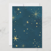 Over het Moon Gold Stars Blue Baby shower Kaart (Achterkant)