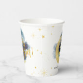Over het Moon Gold Stars Blue Baby shower Papieren Bekers (Rechts)