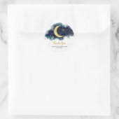 Over het Moon Gold Stars Blue Baby shower Ronde Sticker (Tas)