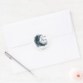 Over het Moon Gold Stars Blue Baby shower Ronde Sticker (Envelop)