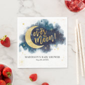 Over het Moon Gold Stars Blue Baby shower Servet (Insitu)