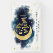 Over het Moon Gold Stars Blue Baby shower Spandoek (Verticaal)