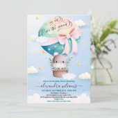 Over het Moon Hippo Baby shower Kaart (Staand voorkant)