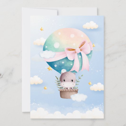 Over het Moon Hippo Baby shower Kaart (Achterkant)