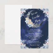 Over het Moon Navy Botanical baby shower Kaart (Voorkant / Achterkant)