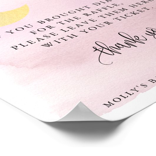 Over het Moon Pink Baby Diaper over rotatiescherm Poster (Hoek)