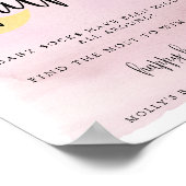 Over het Moon Pink Baby shower Baby Sock Hunt Game Poster (Hoek)