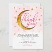 Over het Moon Pink Gold Baby shower Hartelijk dank Kaart (Voorkant)